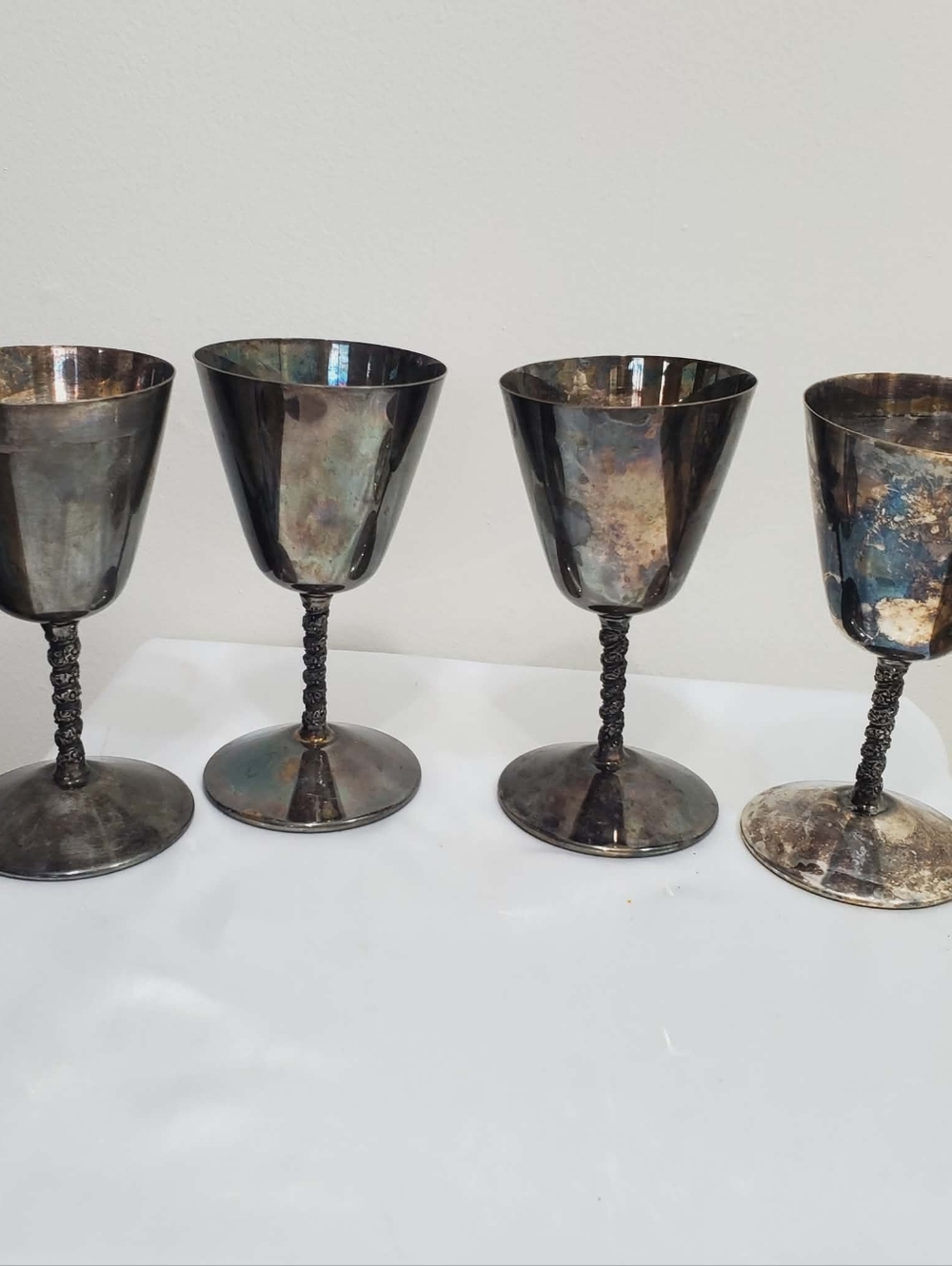 Vintage Set of 4 Primrose Plate Silver Cups/Goblets